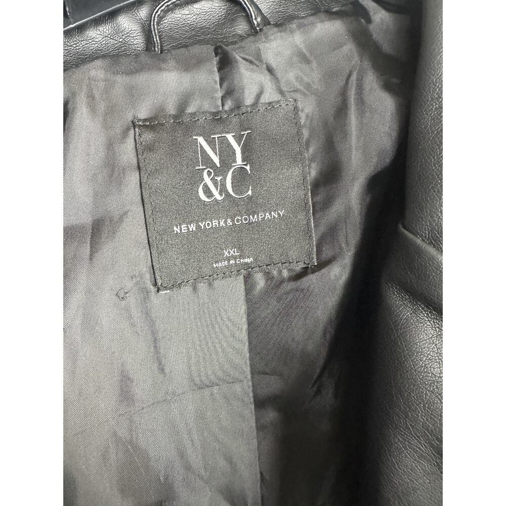 NWT New York & Company Faux Leather Moto Jacket Black Quilted Shoulders XXL NY&C - Picture 8 of 11